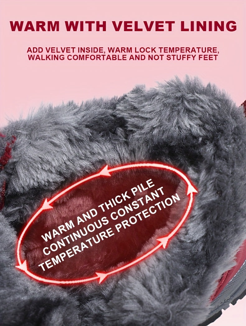 Gray fuzzy product with text highlighting velvet lining and temperature protection on a pink background