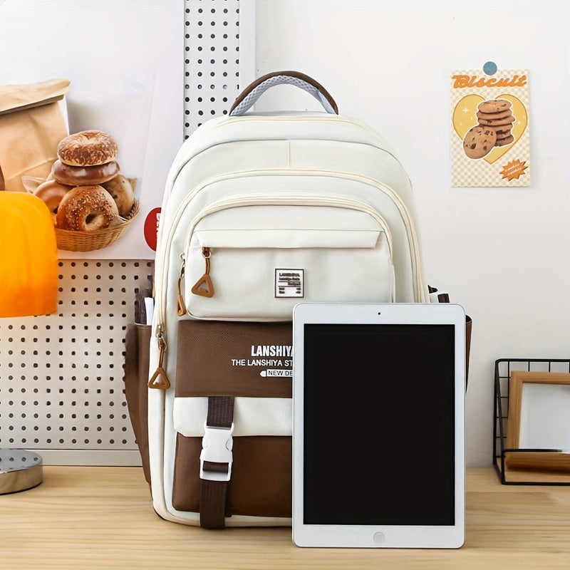 5-Piece Solid Color Backpack Set for School & Travel