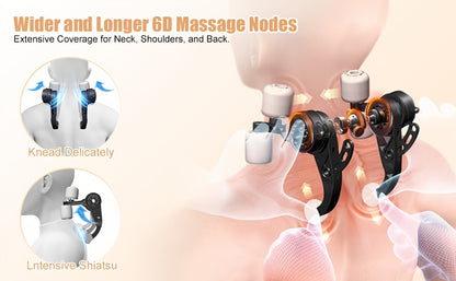 Massage device with wider and longer 6D massage nodes on a neutral background