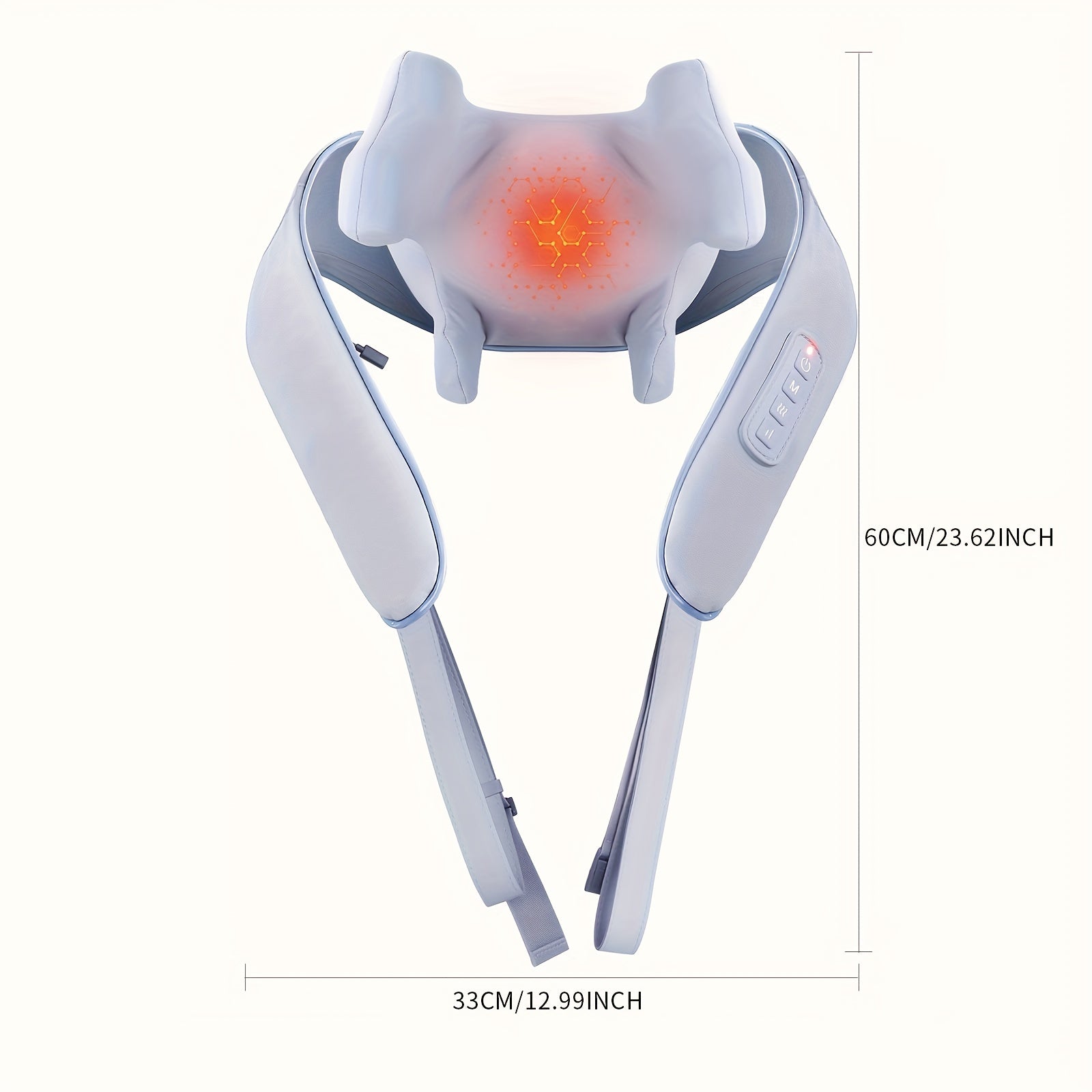 Neck and shoulder massager with heating element on a white background