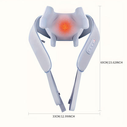 Neck and shoulder massager with heating element on a white background