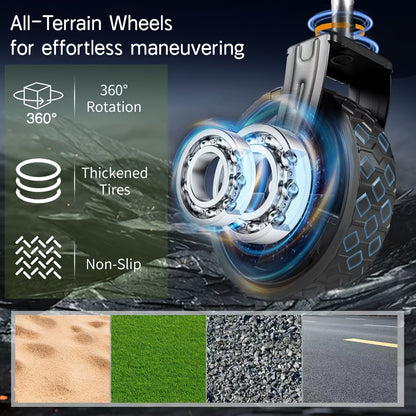 All-terrain wheel with features highlighted on a dark background
