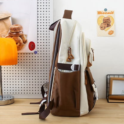 5-Piece Solid Color Backpack Set for School & Travel